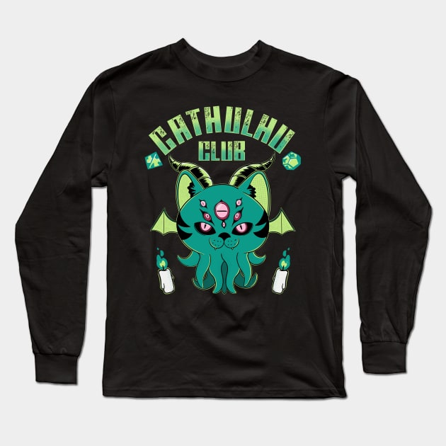 Cathulhu club Long Sleeve T-Shirt by Artthree Studio